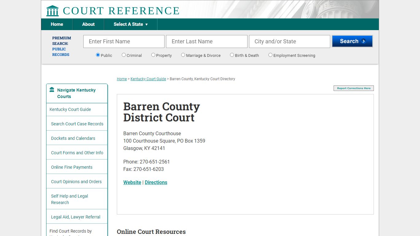 Barren County District Court - CourtReference.com